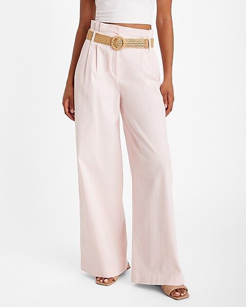 Stylist Super High Waisted Belted Paperbag Wide Leg Pant | Express