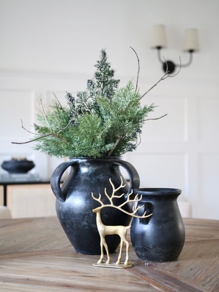 Christmas, cedar plant stem, brass reindeer, ceramic vase 

#LTKhome #LTKSeasonal #LTKstyletip