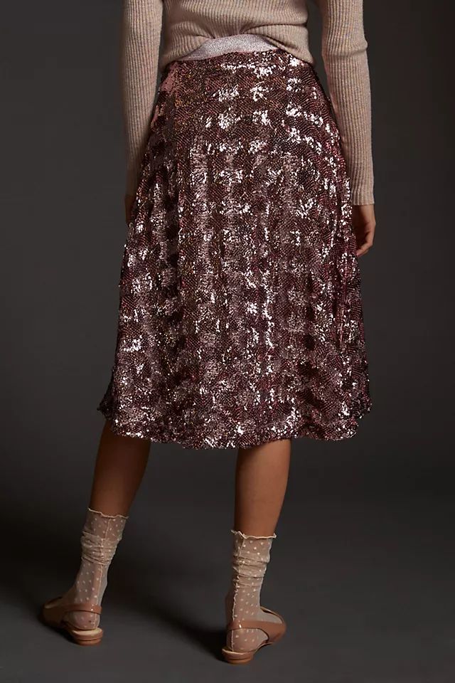 Sequined A-Line Midi Skirt | Anthropologie (US)