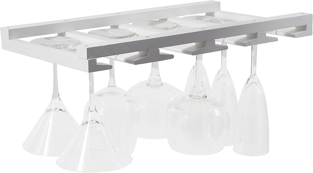 Rustic State Eze 4 Sectional Under Cabinet Mount Wood Stemware Rack Hanging Shelf Glassware Holde... | Amazon (US)