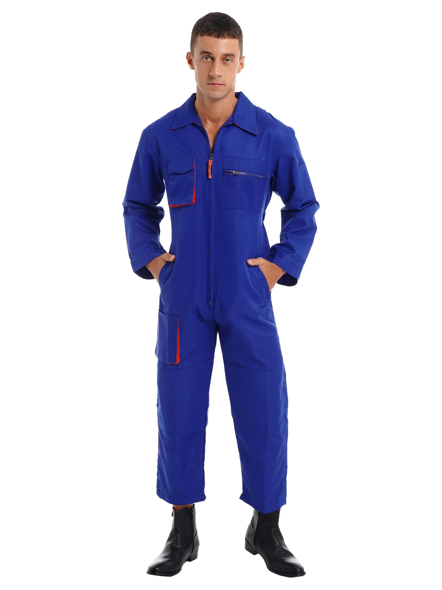 Doomiva Unisex Men Long Sleeve Mechanic Uniform Workshop Auto Workwear Work Jumpsuit Coverall Roy... | Walmart (US)