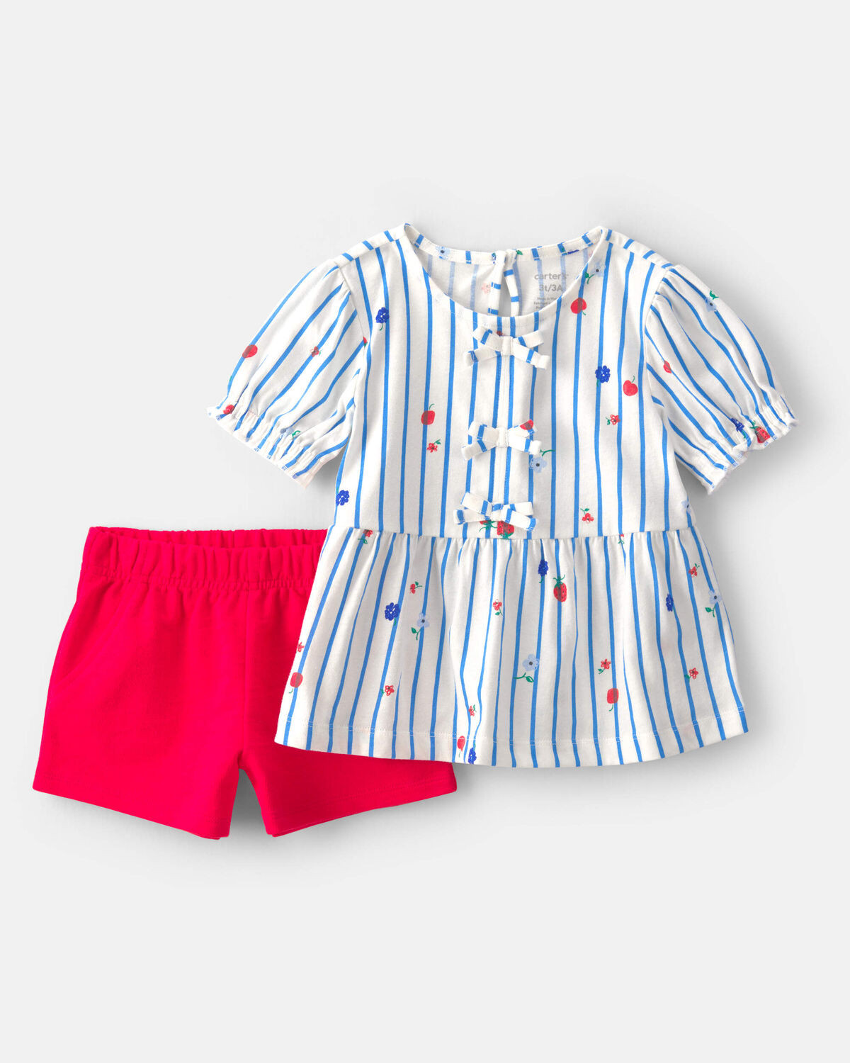 Toddler Girl 2-Piece Strawberry Top & Short Set - Blue/Red | Carter's | Carter's Inc