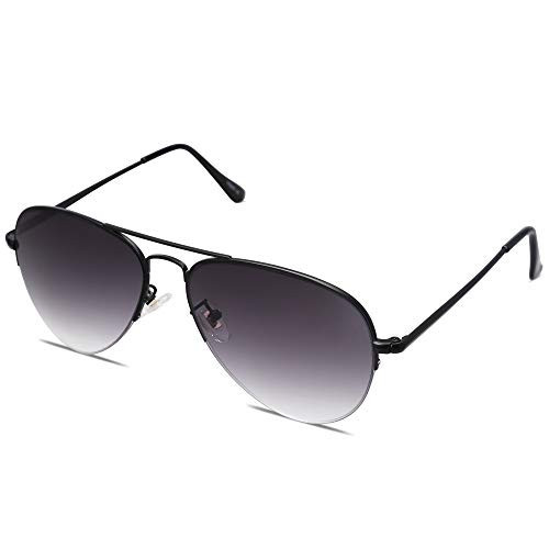 SOJOS Men's Women's Sunglasses, Classic Semi Metal Frame SJ1106 with Black Frame/Gradient Grey Lens | Amazon (US)