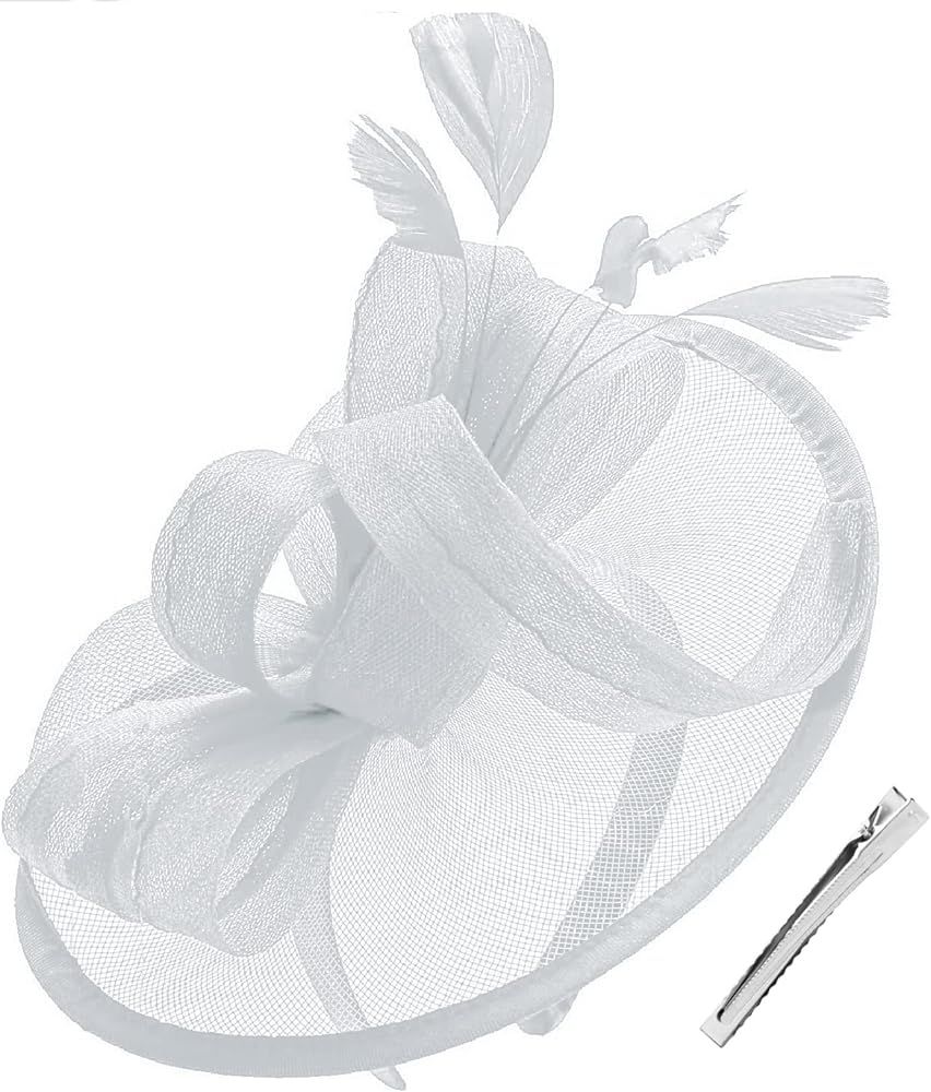 Fascinators for Women Tea Party Hat Headband Derby Wedding Church Bridal Cocktail Feathers Hair C... | Amazon (US)