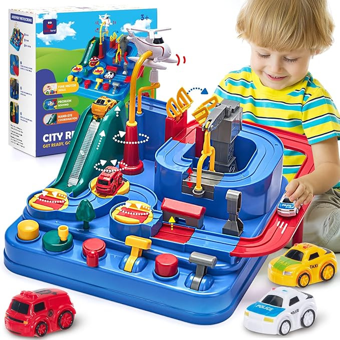 hahaland Kids Toys for 3 Year Old Boys Car Race Track Boys Toys Age 3 4, Adventure Vehicles Learn... | Amazon (UK)