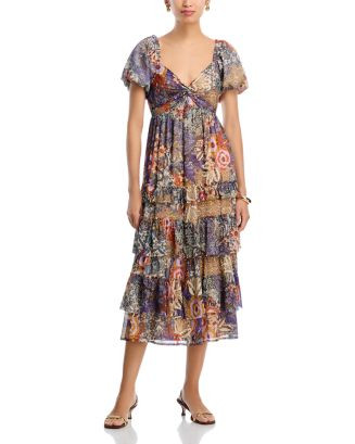 Metallic Floral Print Midi Boho Dress - Exclusive | Bloomingdale's (US)