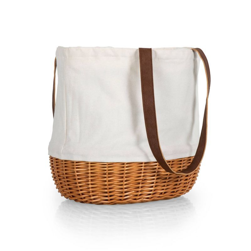 Picnic Time Coronado Canvas and Willow Basket Tote with Beige Canvas | Target