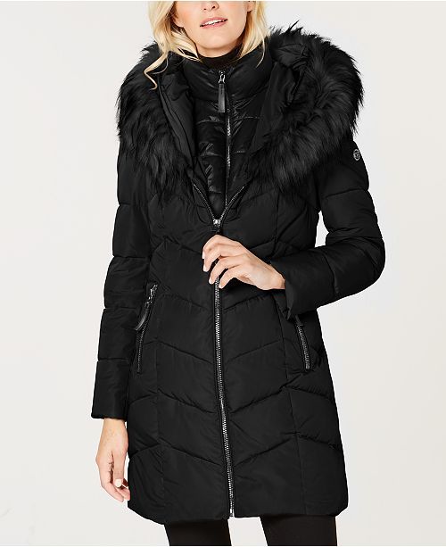 Hooded Faux-Fur-Trim Puffer Coat | Macys (US)