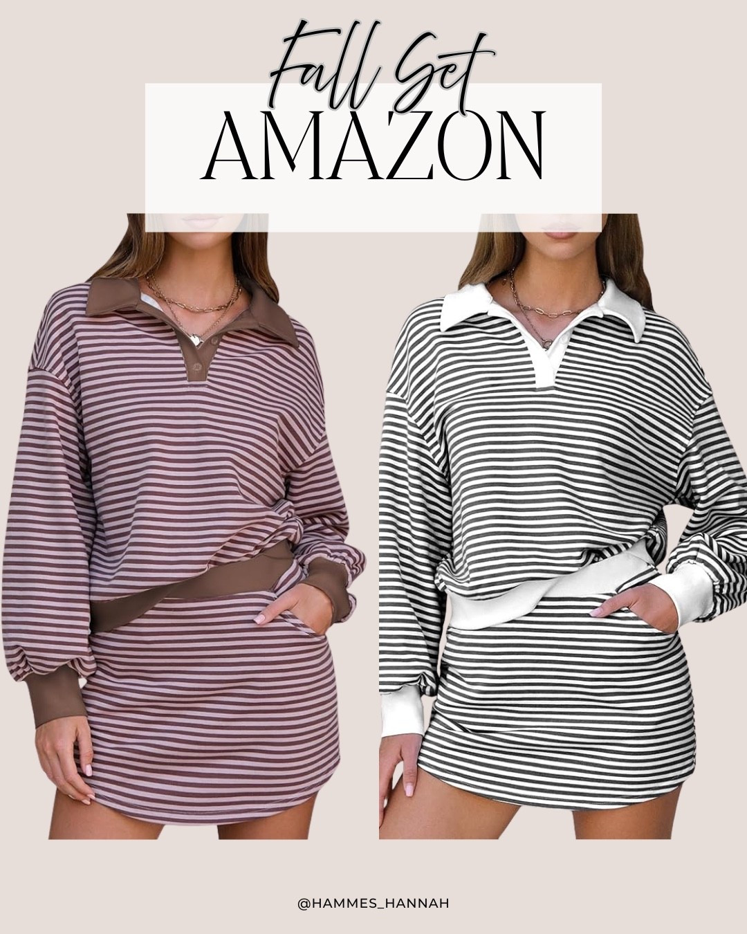 This striped fall set is the perfect balance of cozy and chic—straight from Amazon! The collared top and matching skirt make it easy to look put together while still feeling comfortable. Pair it with sneakers for a casual day out or dress it up with boots and layered jewelry for an elevated fall vibe.

amazon fall fashion, striped matching set, fall outfit inspo, collared pullover, fall skirt set, casual chic outfit, amazon outfit ideas, cozy fall style, affordable fall outfits, neutral striped set, two piece fall set, amazon new arrivals

#LTKFindsUnder50 #LTKStyleTip #LTKSeasonal