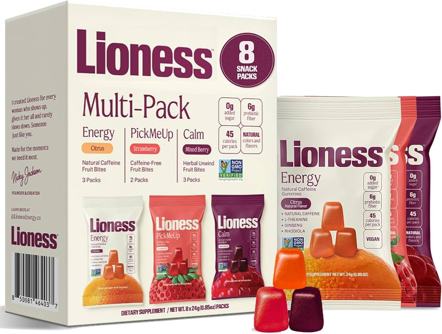 Lioness Functional Snack Gummies Variety Pack Sampler, Energy, Focus & Calm | Amazon (US)