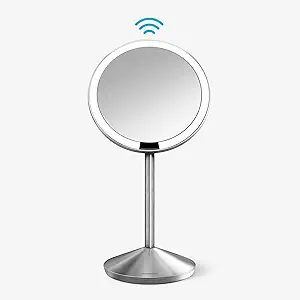 simplehuman 5" Round Rechargeable Mini Travel Sensor Makeup Mirror, 10x Magnification, Brushed St... | Amazon (US)