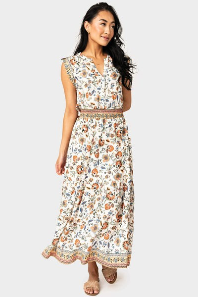 Bohemian Summer Border Print Maxi Dress | Gibson