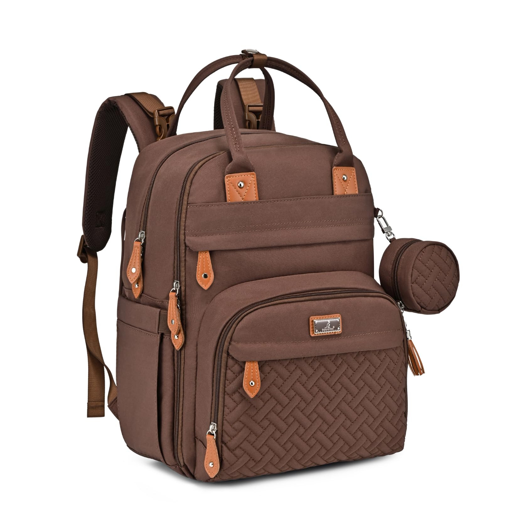 BabbleRoo Diaper Bag Backpack - Baby Essentials Travel Tote - Multi Function Waterproof Diaper Bag, Travel Essentials Baby Bag with Changing Pad, Stroller Straps & Pacifier Case - Unisex, Brown | Amazon (US)