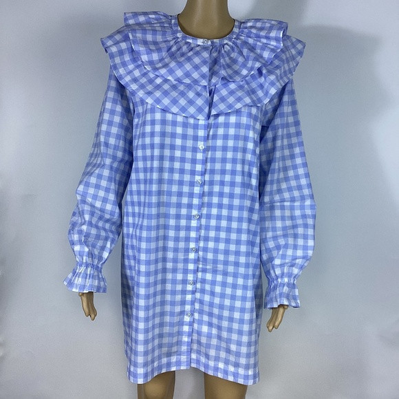 Hill House The Colette Dress Blue Jacquard Check M | Poshmark