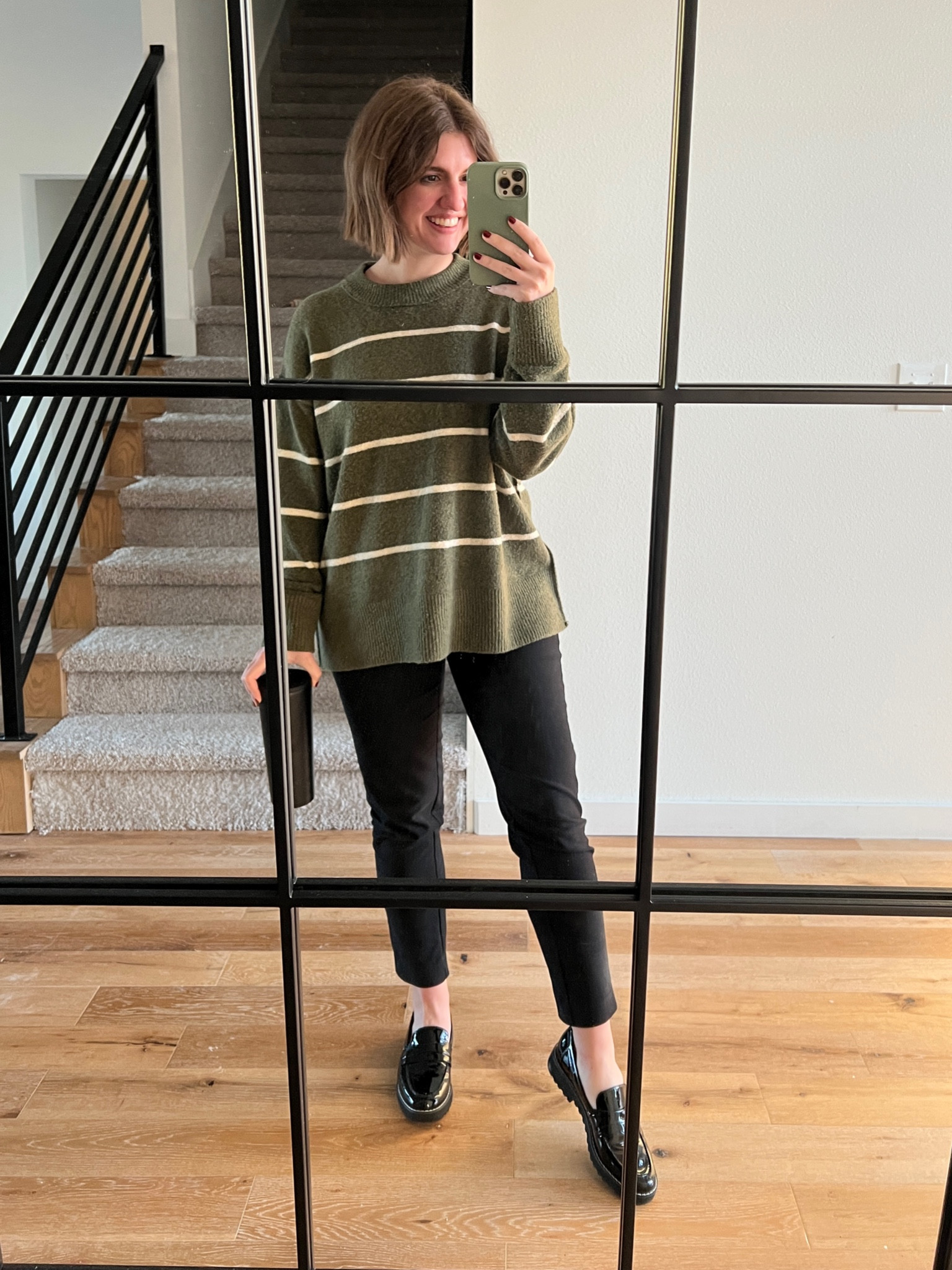 A warm, cozy look for the office! I love these pants for layering under a tunic sweater. Sweater is oversized, I’m in a small. Pants are a size 28.

#LTKstyletip #LTKfindsunder50 #LTKworkwear