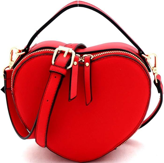 Trendeology Cute Heart Shape Girls Womens Vegan Leather Small Handle Satchel Crossbody Purse | Amazon (US)