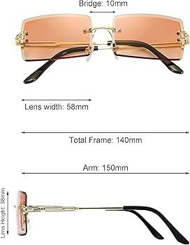 3 Pairs Rimless Rectangle Sunglasses Tinted Frameless Eyewear Vintage Transparent Rectangle Y2K G... | Amazon (US)