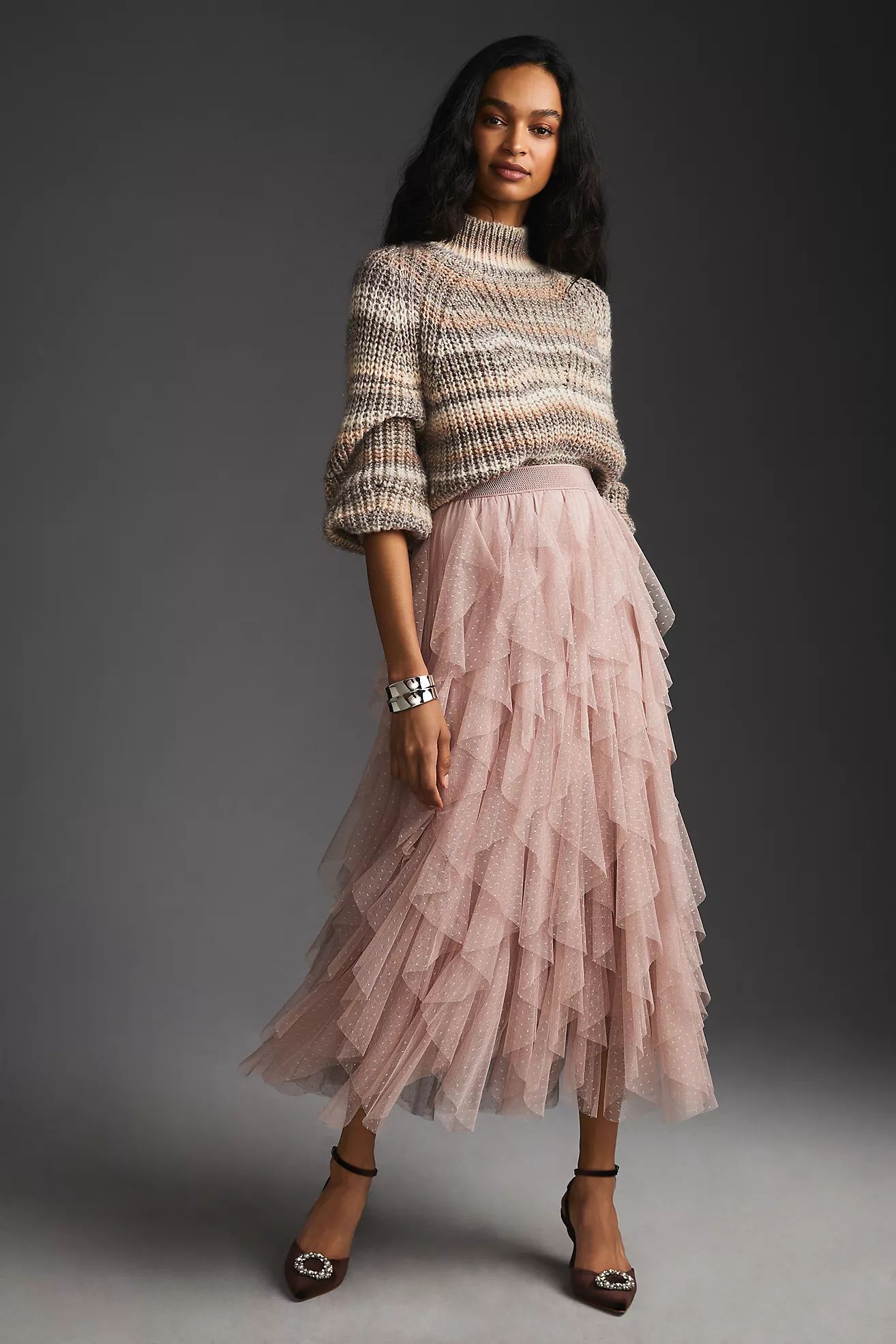 The Chéri Ruffled Tulle Midi Skirt by Anthropologie | Anthropologie (US)