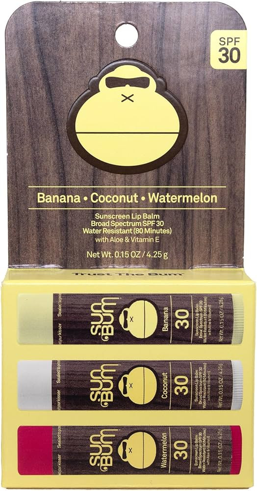 Sun Bum SPF 30 Sunscreen Lip Balm 3 Flavor Variety Pack - Coconut, Banana, Watermelon - Moisturiz... | Amazon (US)
