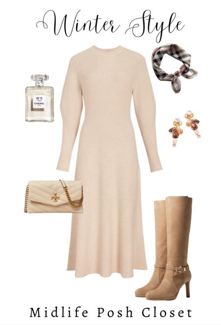 Everyday Elegance: Ivory puff sleeve sweater dress paired with knee high boots & Tory Burch bag  

#LTKFind #LTKshoecrush #LTKSeasonal
