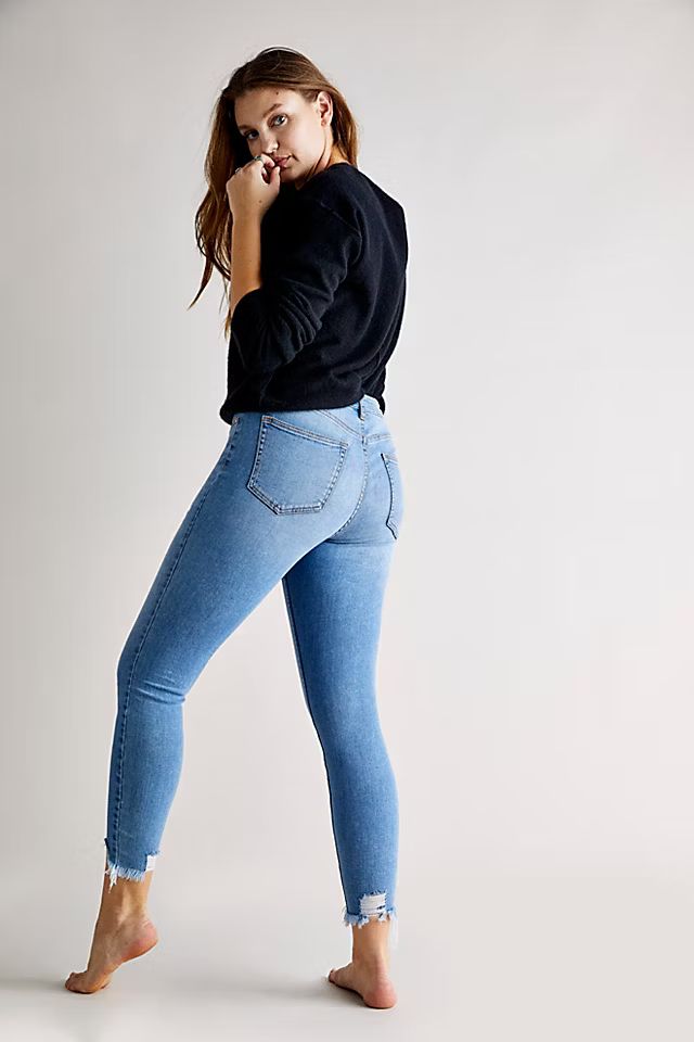 CRVY Mid-Rise Destroyed Skinny Jeans | Free People (Global - UK&FR Excluded)