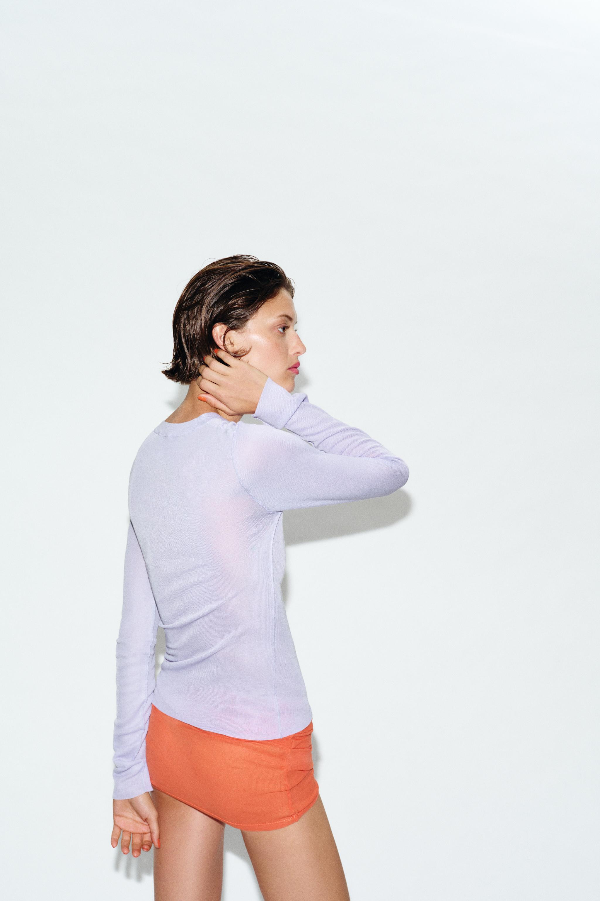 SEMI-SHEER KNIT TOP | Zara US