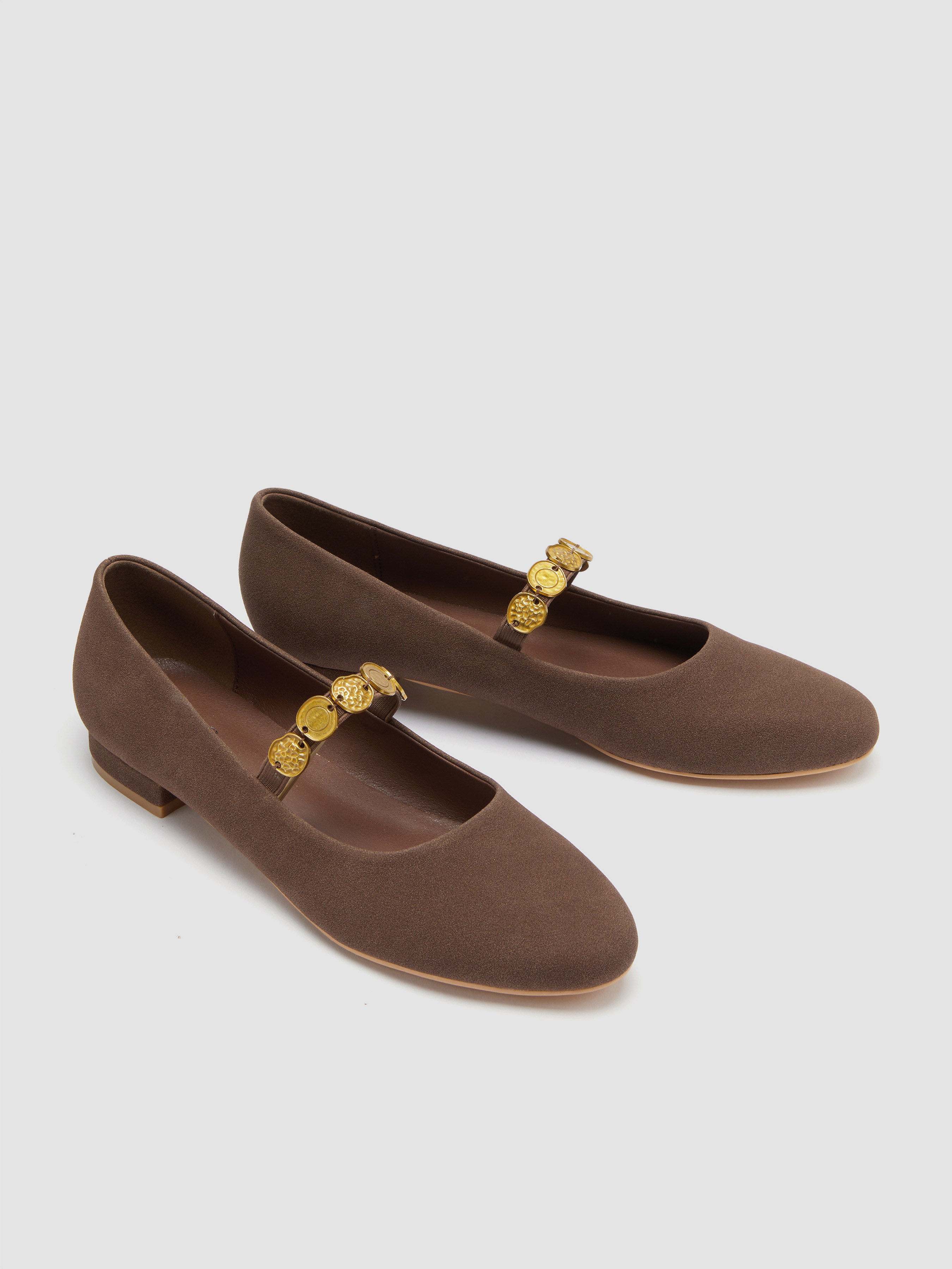 METAL-EMBELLISHED MARY JANE FLATS For School Daily Casual Party/Clubbing Coffee Shop | Cider