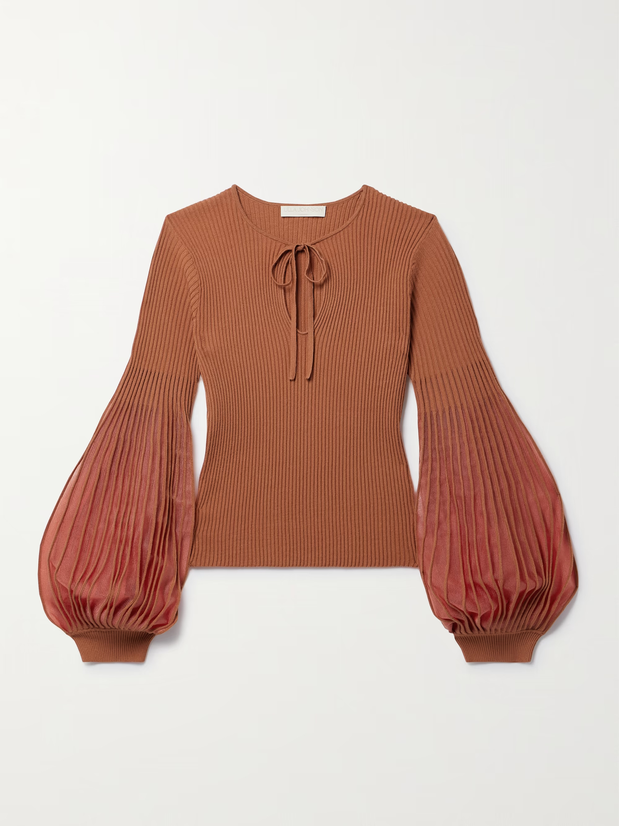 Lenora tulle-trimmed ribbed-knit top | NET-A-PORTER (US)