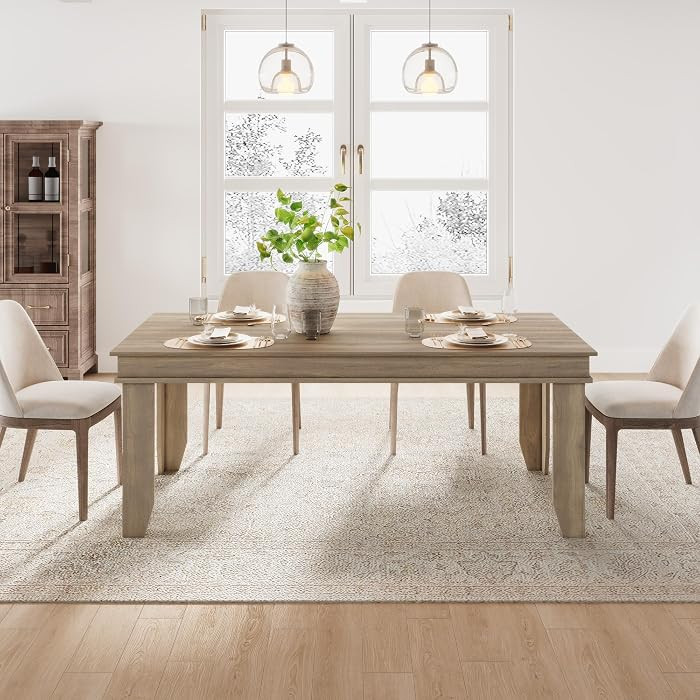 GarveeHome Farmhouse Dining Table for 6-8 People, 71 in Long Kitchen Tables with Wooden Sturdy Fr... | Amazon (US)