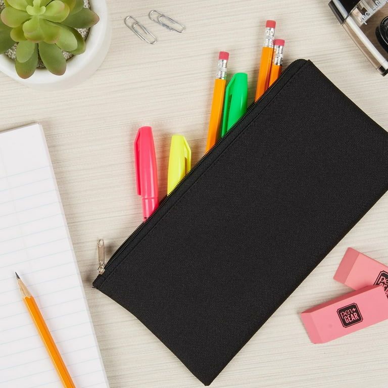 Pen + Gear Cloth Zipper Pencil Pouch, Black, 8.75" x 4.25" | Walmart (US)