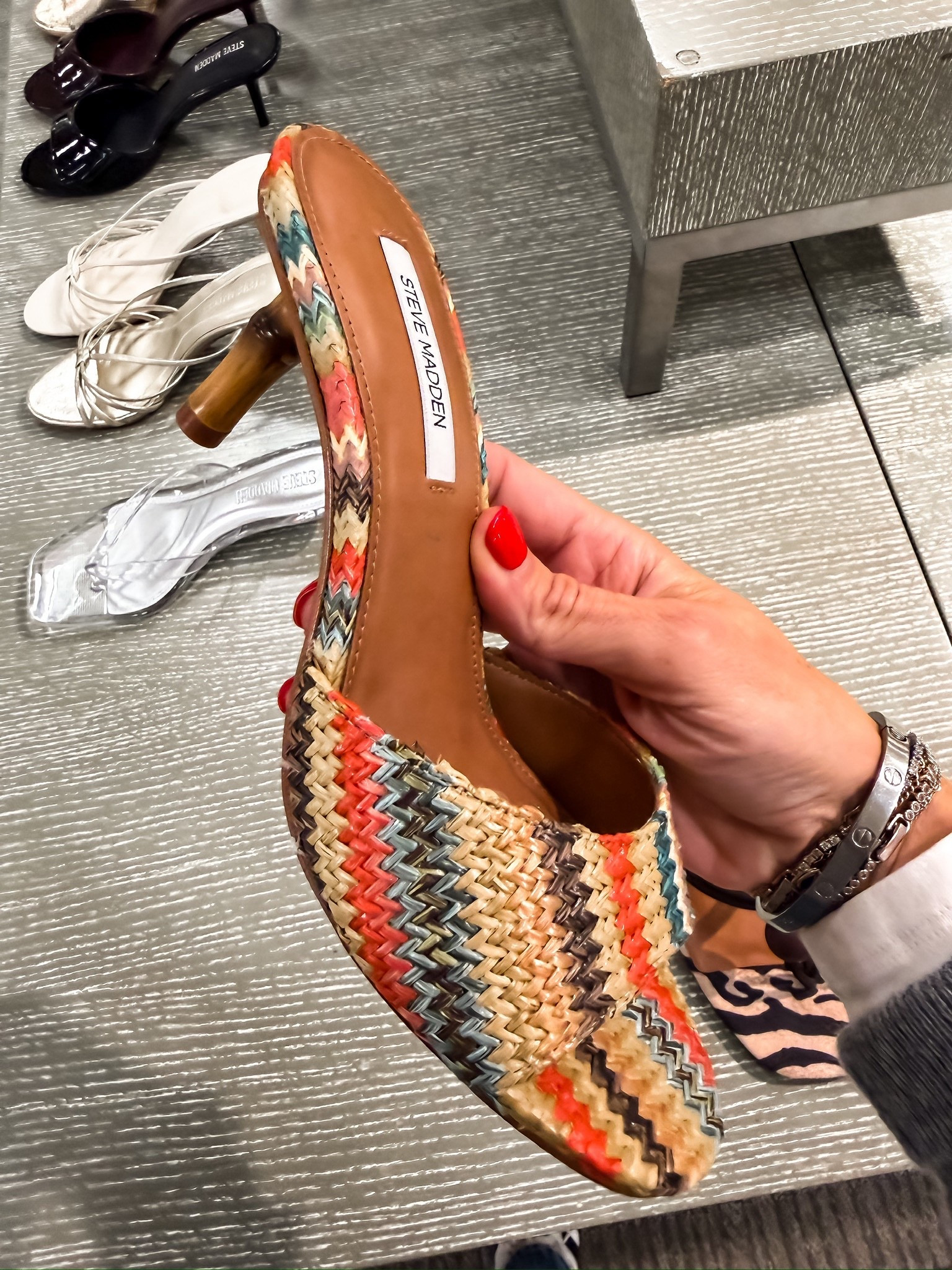 These are so fun for summer 👏🏼Love the woven detail and mix of colors, they add just enough interest to a simple outfit. Easy way to dress up jeans or a basic dress

summer heels, woven shoes, steve madden, statement shoes, vacation style, outfit inspo, themominstyle 

#LTKootd #LTKSeasonal #LTKTravel