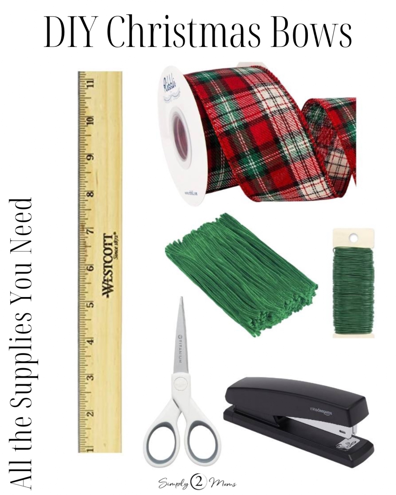 Make your own large fluffy bows this holiday season. All the supplies you need to follow our super easy directions to create beautiful Christmas bows on the blog. This classic tartan plaid wired ribbon in white, green and red colors is perfect for the holidays. #Christmascrafts #DIYbows #holidaydecor 

#LTKunder50 #LTKHoliday #LTKhome