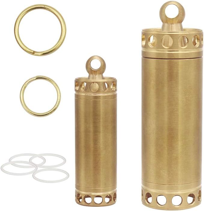 HRX Package Waterproof Brass Pill Case Bottle Keychain, Single Chamber Pill Fob Holder for Purse ... | Amazon (US)