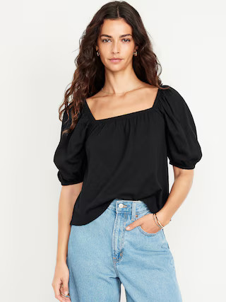 Square-Neck Puff-Sleeve Top | Old Navy (US)
