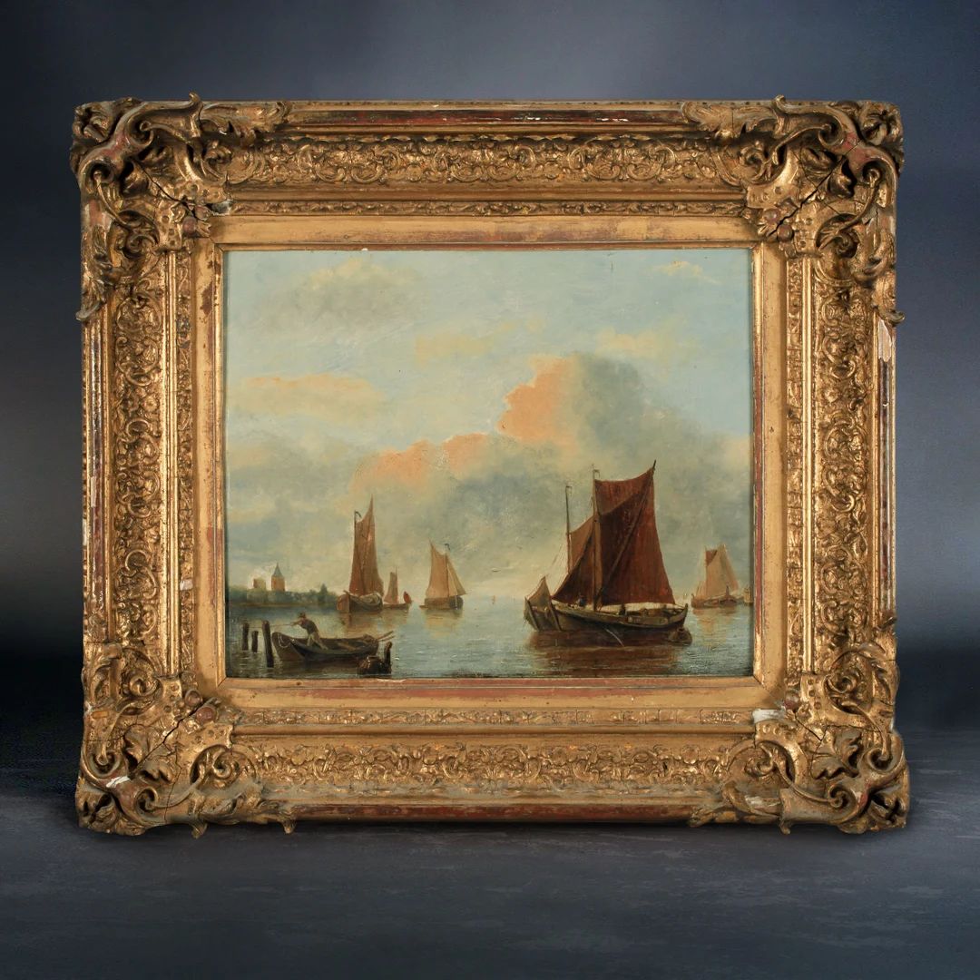 Atmospheric 19th Century Oil Painting, Ship Motif, Framed Oil on Panel | Etsy (US)