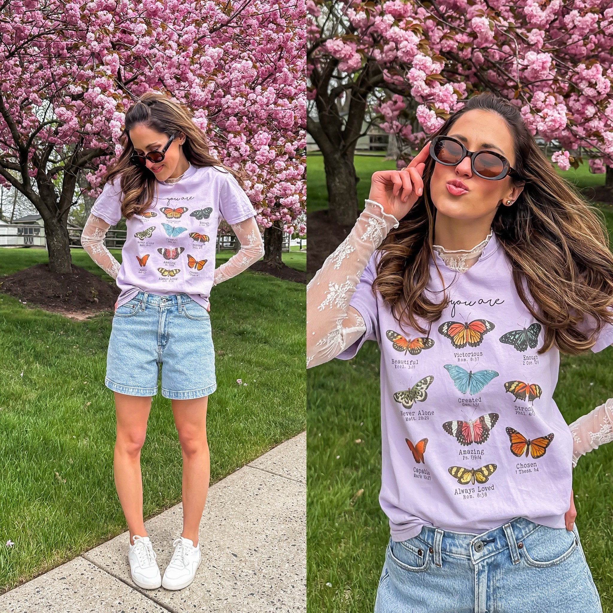 Spring to summer outfit 🤍

Jean shorts // long sleeve sheer lace top // butterfly graphic tee // Abercrombie curve love denim dad shorts // light wash Jean shorts // tarte Maracuja gloss // casual spring outfit // white sneakers 

#LTKSeasonal #LTKfindsunder100 #LTKstyletip
