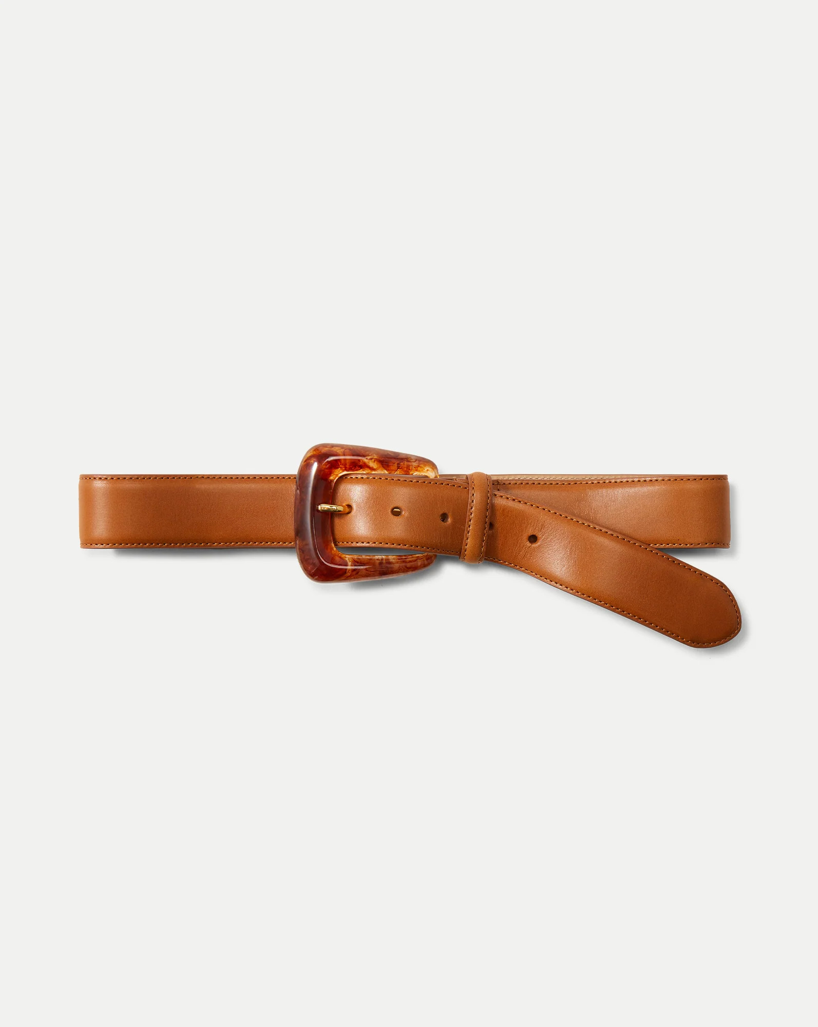 Arch Resin-Buckle Leather Belt in Hazelwood | Veronica Beard | Veronica Beard