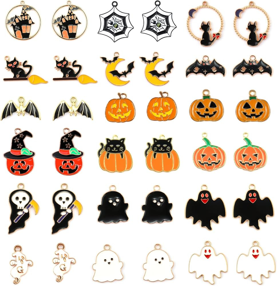 AIEX 36pcs Halloween Pendant, Enamel Charms Halloween Decorations Charm Pendant Halloween Charms ... | Amazon (CA)