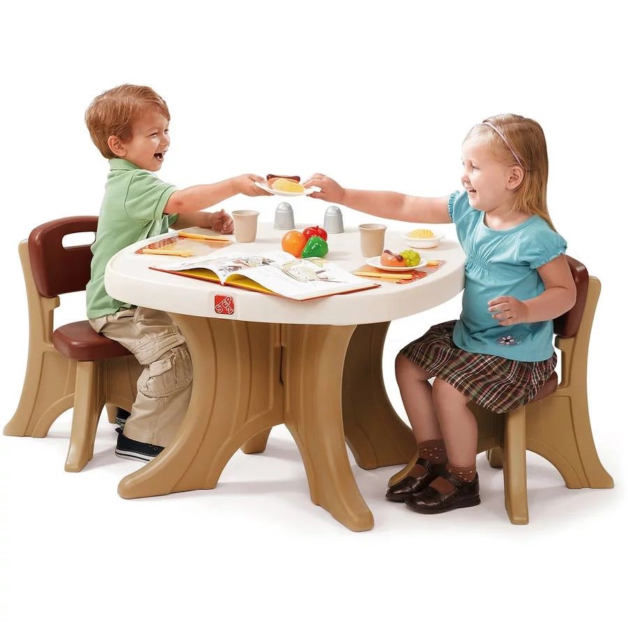 Step2 New Traditions Kids Table and 2 Chairs Set, Brown - Walmart.com | Walmart (US)