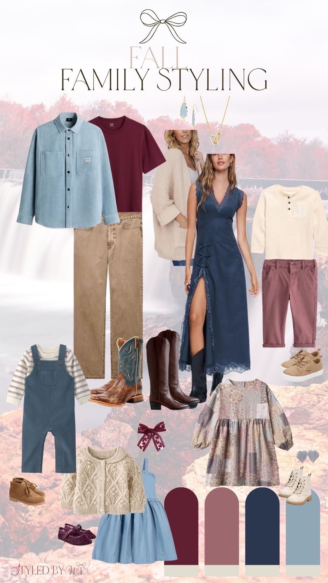 Vibing with this entire look! Gorgeous blues, crans and neutrals create a stunning fall family style worth framing! #LTKfal #LTKfamily

#LTKSeasonal