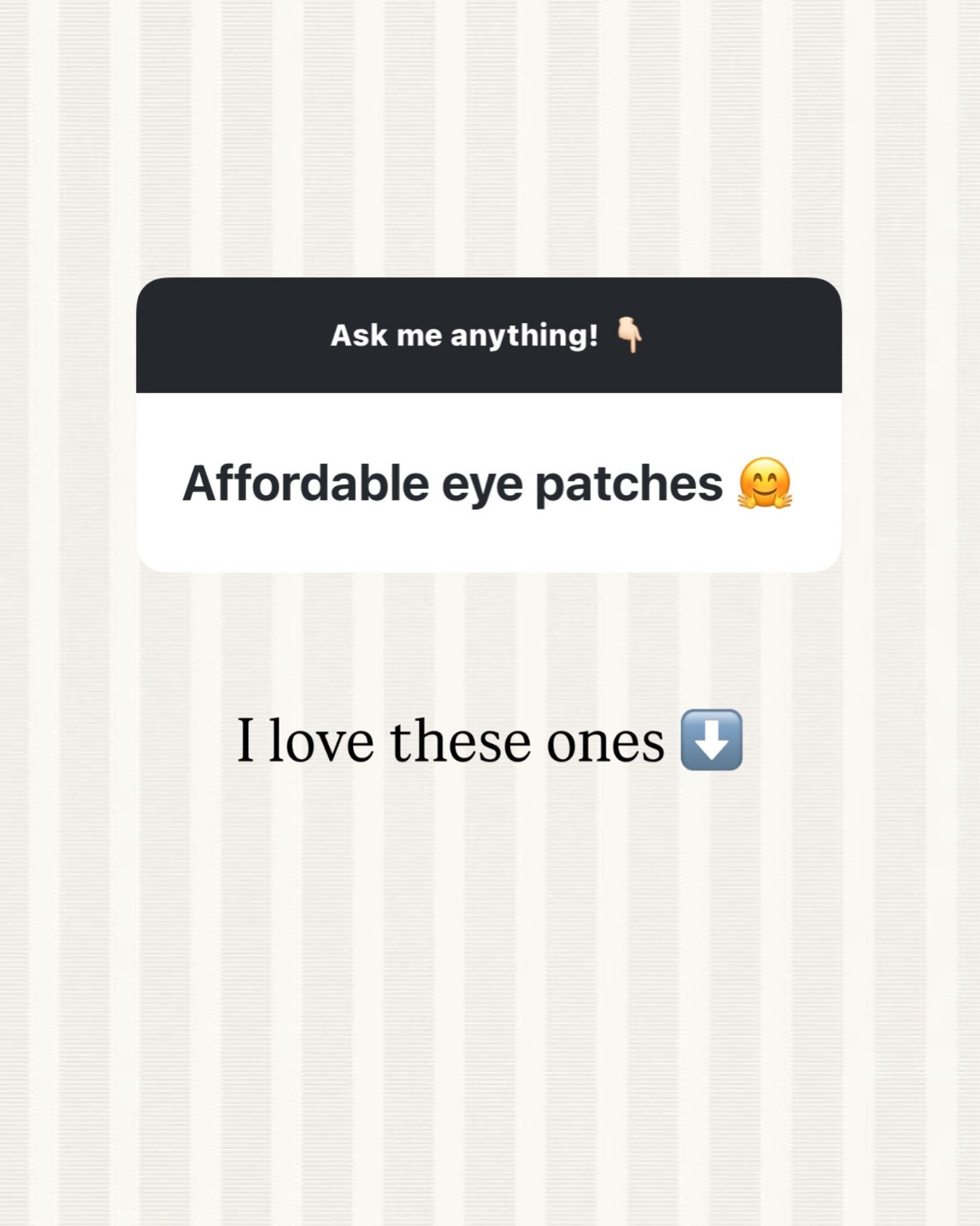 Affordable eye patches? There are so many good ones out there. Linking the ones I use and other great, budget-friendly picks 🤍

#LTKbeauty #LTKunder50
#skincareroutine

#LTKselfcare #LTKmorningroutine