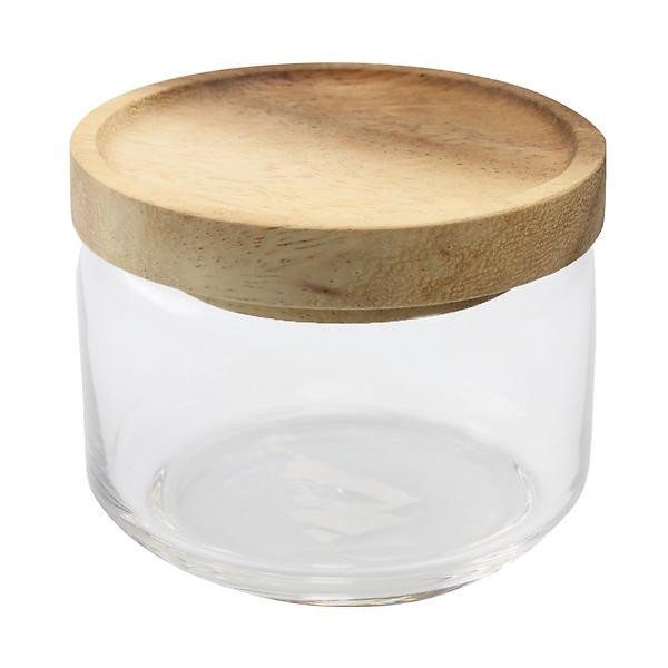 Be Home Glass & Acacia Canister | The Container Store