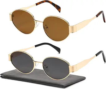 Retro Oval Sunglasses for Women Men Trendy Sun Glasses Classic Shades UV400 Protection | Amazon (US)