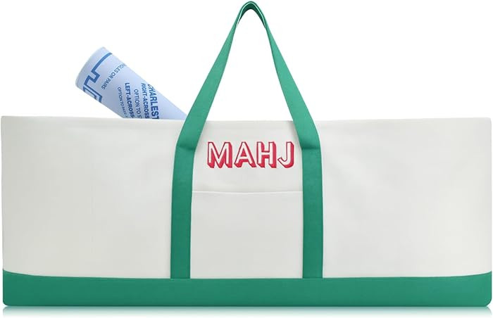 Mahjong Bag for Tiles and Racks Empty American Mahjong Tiles Carrying Tote 31.5 x 12 x 4 Inches C... | Amazon (US)