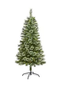 Nearly Natural 5 Foot Wisconsin Slim Snow Tip Pine Artificial Christmas Tree with 150 Clear LED L... | Belk