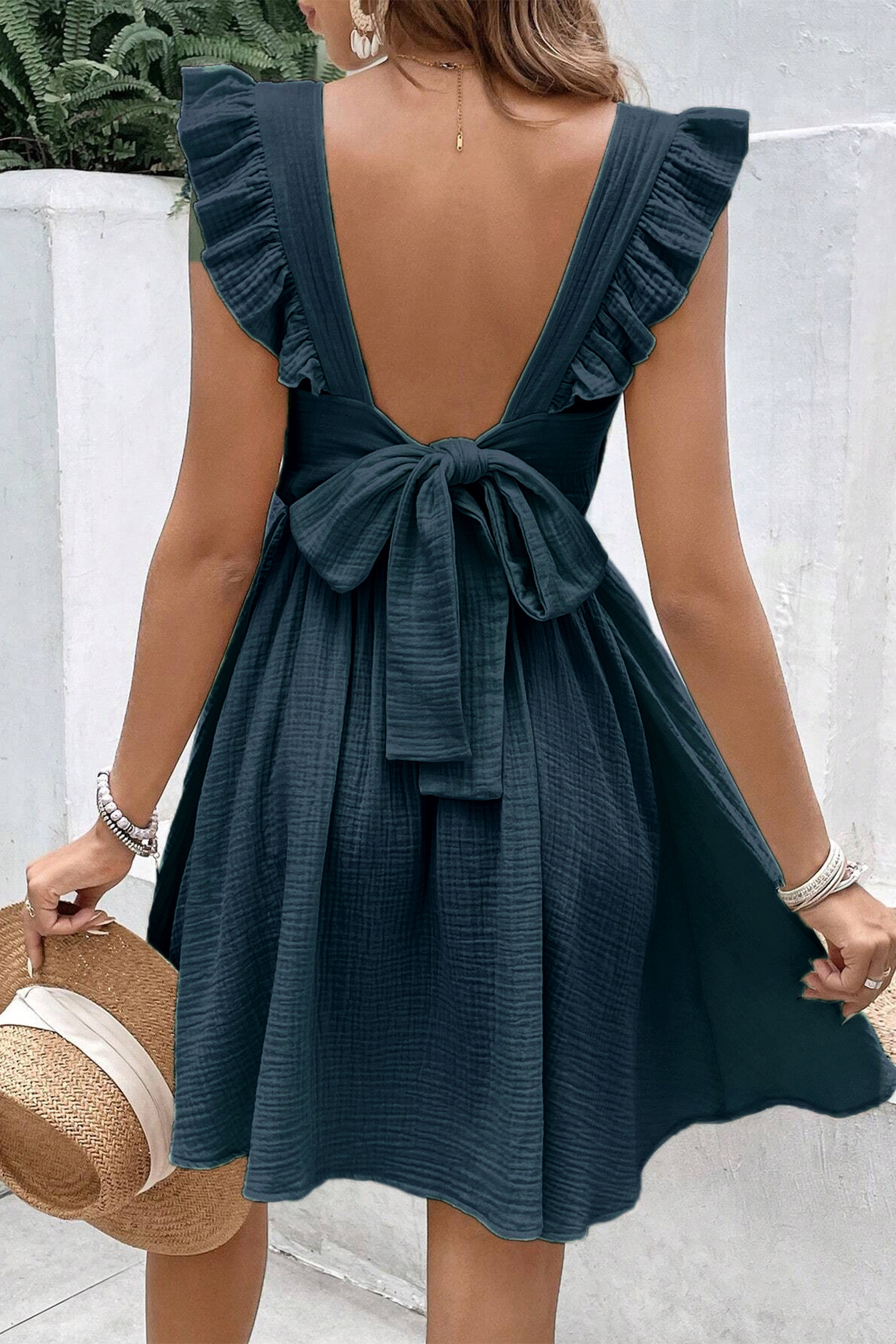 NewNavy Flutter Sleeve Mini Dress | Cupshe US