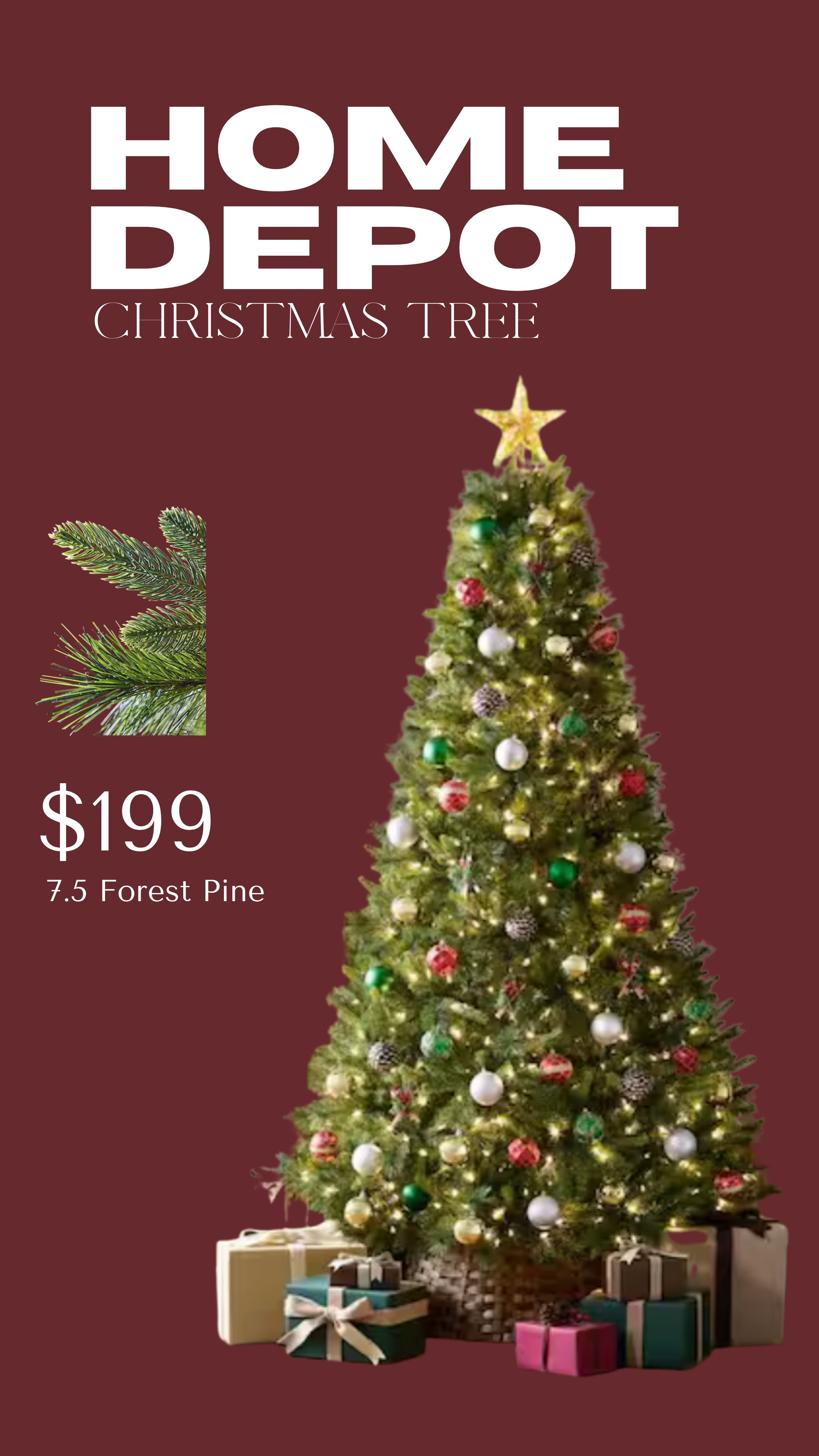 Home Depot 7.5’ Forest Pine 🎄 pre-lit, full, and only $199 — such a good deal for a classic Christmas tree. 

 #LTKHoliday #LTKSeasonal #LTKHome