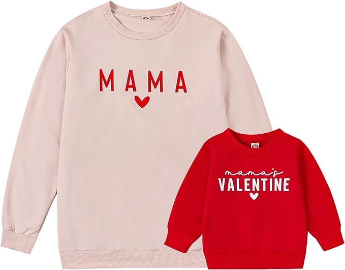 Mtsebmves Mommy and Me Matching Outfits Long Sleeve Sweatshirt Family Matching Outfits Pullover T... | Amazon (US)