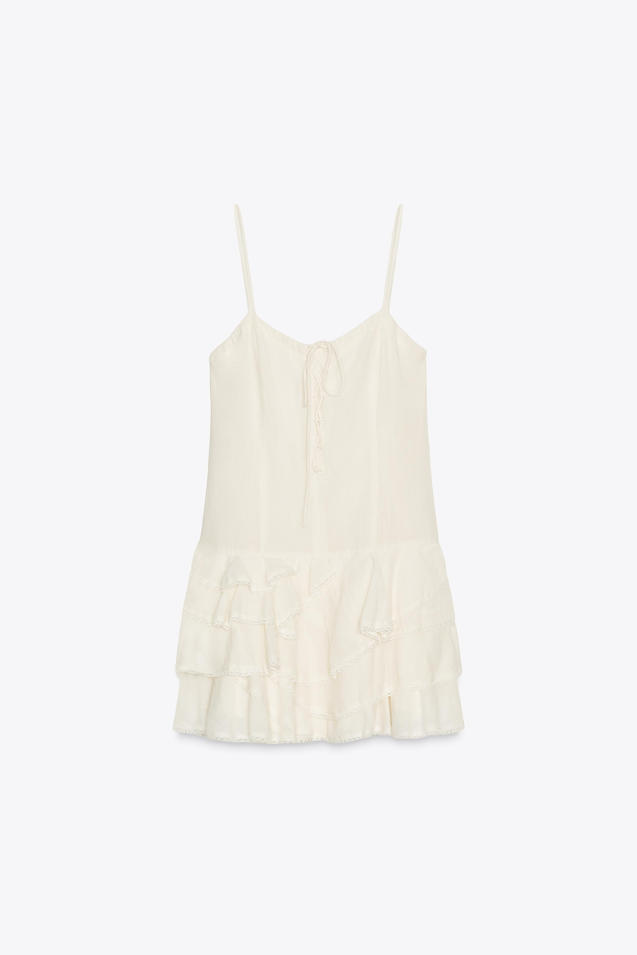 RUFFLED CHIFFON SHORT DRESS | Zara UK