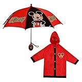 Disney Kids Umbrella and Slicker, Mickey Mouse Toddler Boy Rain Wear Set, for Ages 2-7, Red, Large-A | Amazon (US)